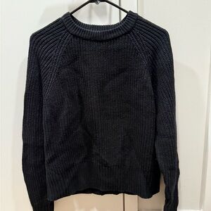 Zara Black Ribbed Crew Neck Sweater